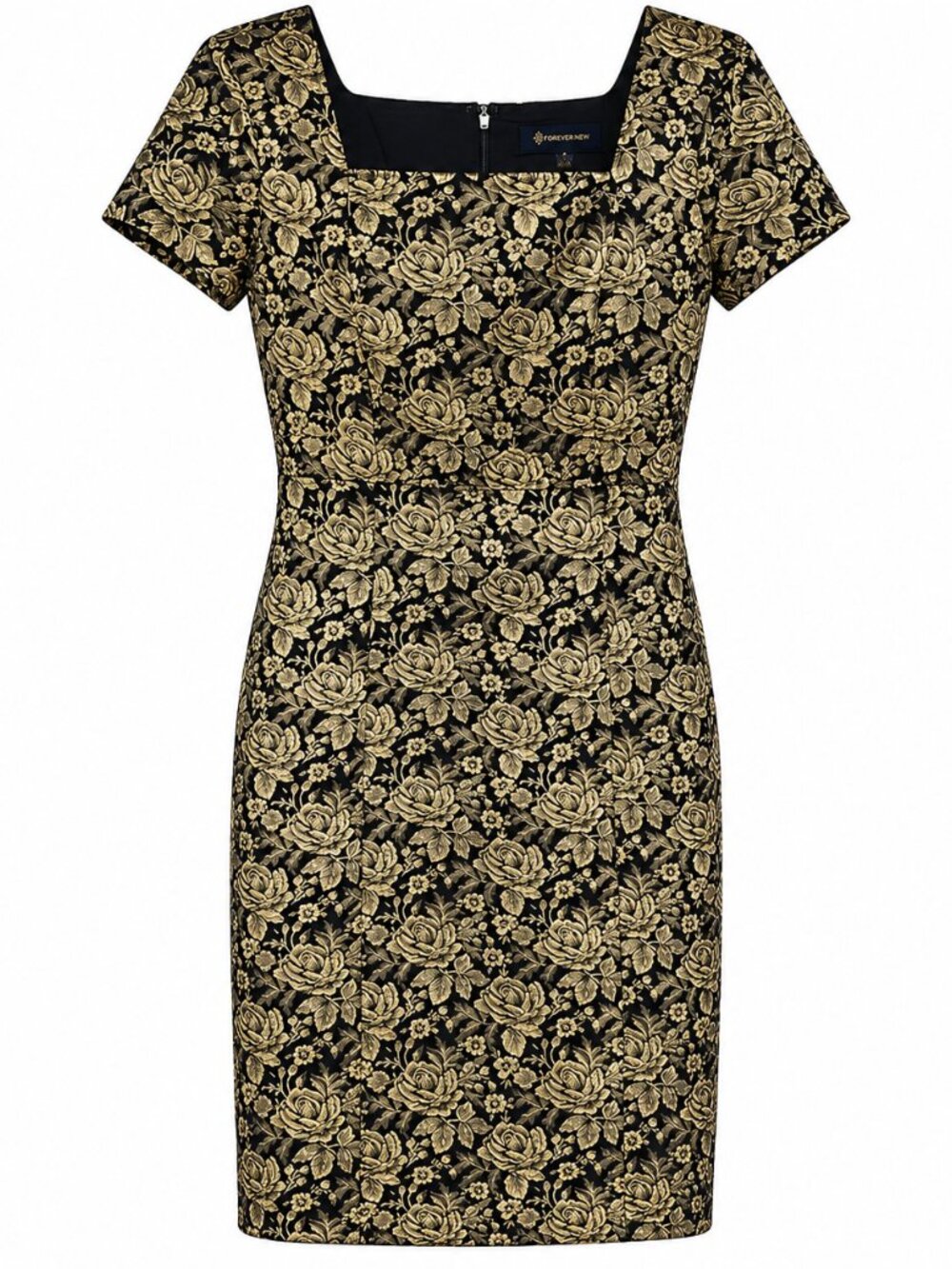 Brooks Brothers Gold and Black Floral Brocade Dress